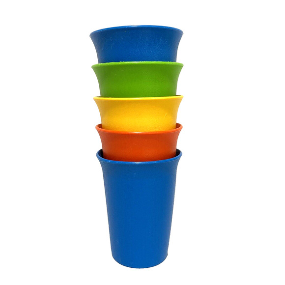 Tupperware Plastic Cups Tumblers 6 oz Juice Primary Colors Stackable Retro (5) - Picture 6 of 6